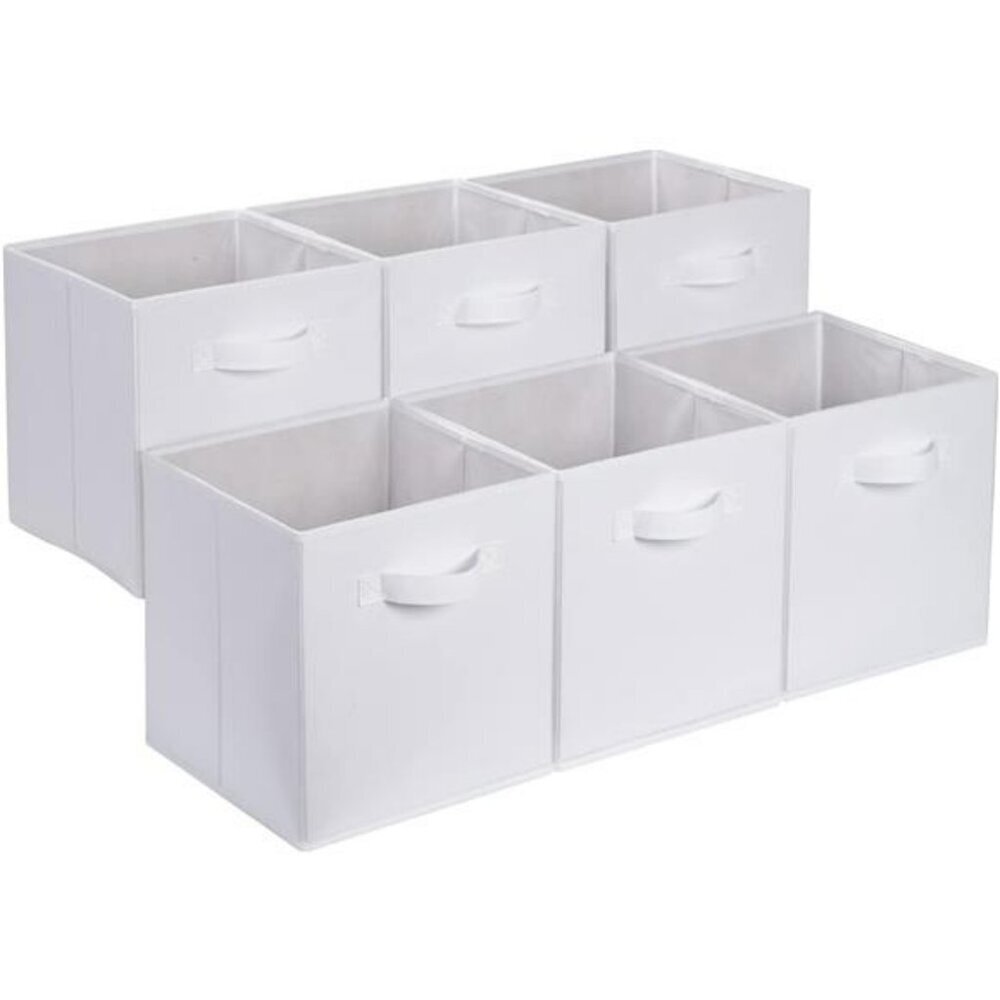 Fabric Cube Storage Bins Set of 6 Collapsible Organizer Boxes with Handles